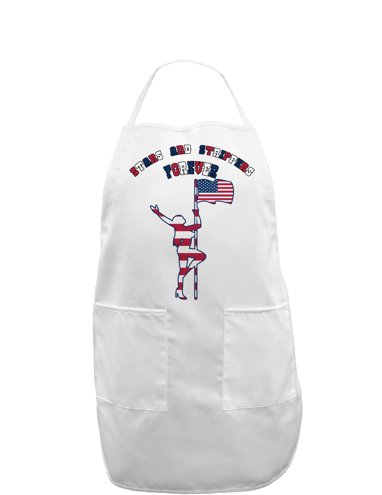 Stars and Strippers Forever Female Adult Apron-Bib Apron-TooLoud-White-One-Size-Davson Sales