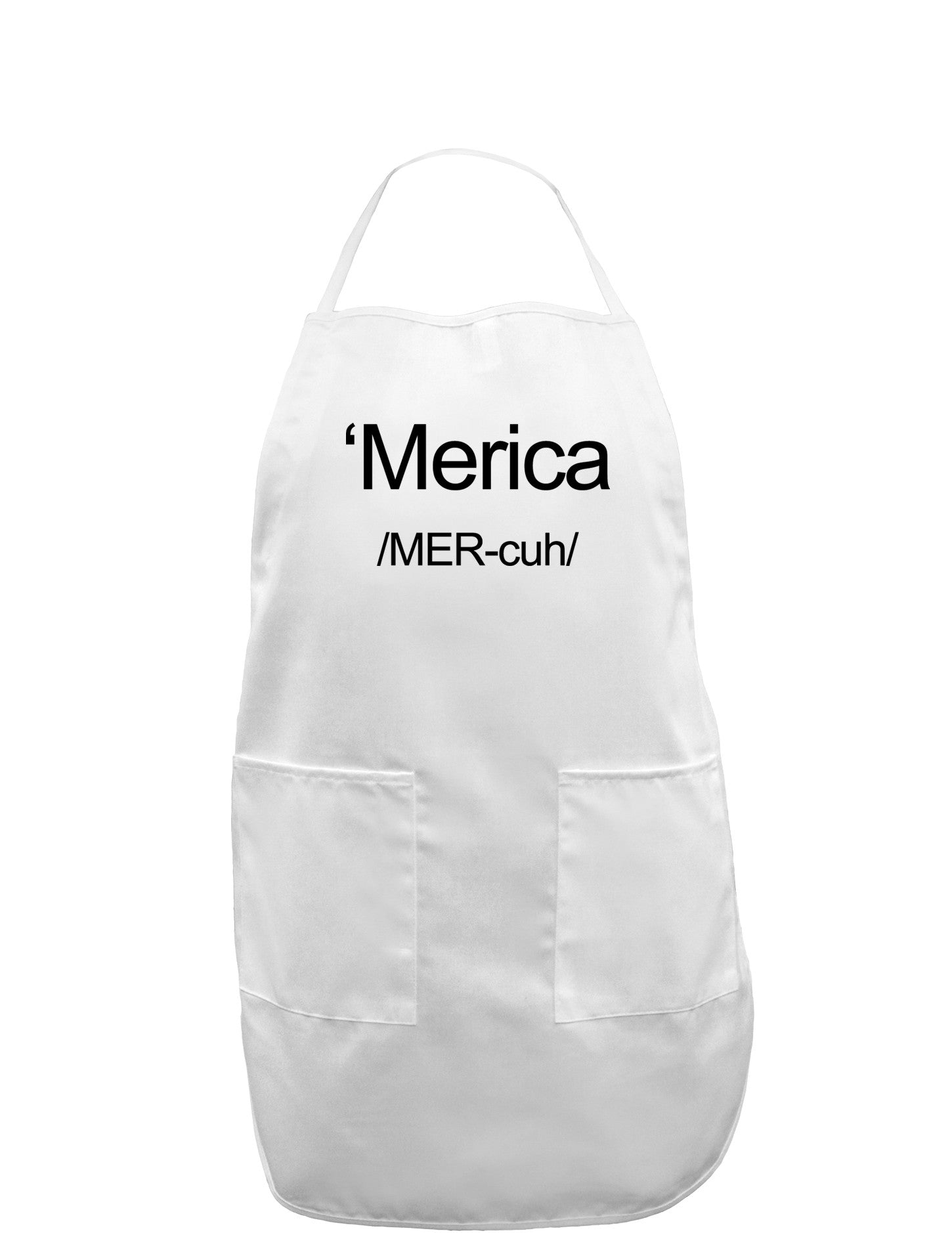 Merica Text Adult Apron-Bib Apron-TooLoud-White-One-Size-Davson Sales