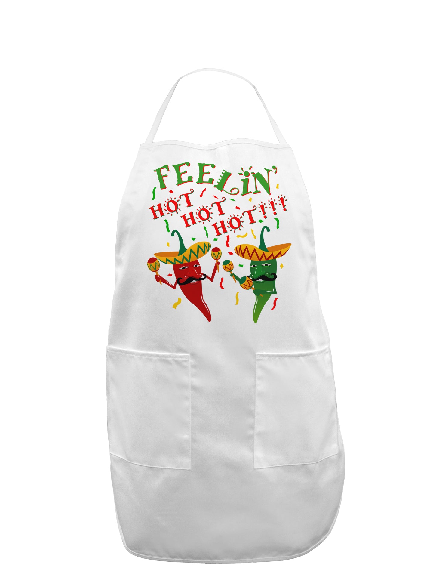 Feelin Hot Hot Hot Chili Peppers Adult Apron-Bib Apron-TooLoud-White-One-Size-Davson Sales