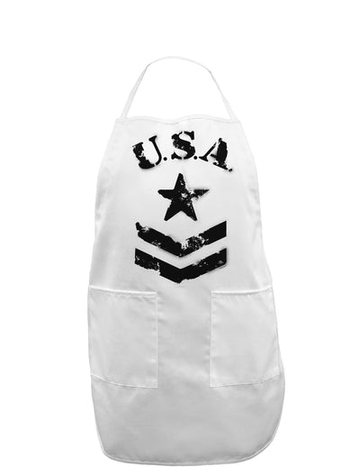 USA Military Star Stencil Logo Adult Apron-Bib Apron-TooLoud-White-One-Size-Davson Sales