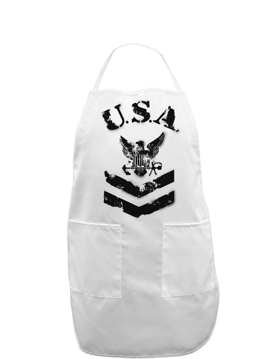 USA Military Navy Stencil Logo Adult Apron-Bib Apron-TooLoud-White-One-Size-Davson Sales