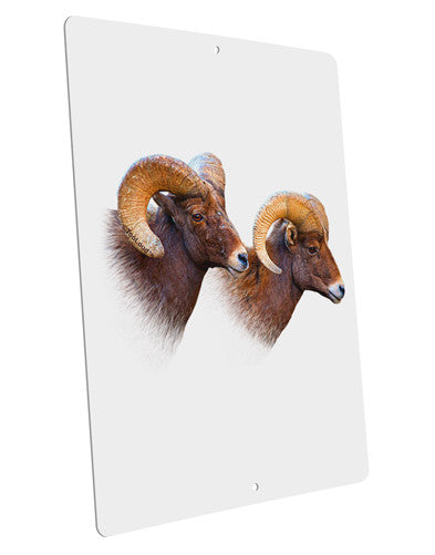 Two Majestic Bighorn Rams Large Aluminum Sign 12 x 18&#x22; - Portrait-Aluminum Sign-TooLoud-12x18"-Davson Sales