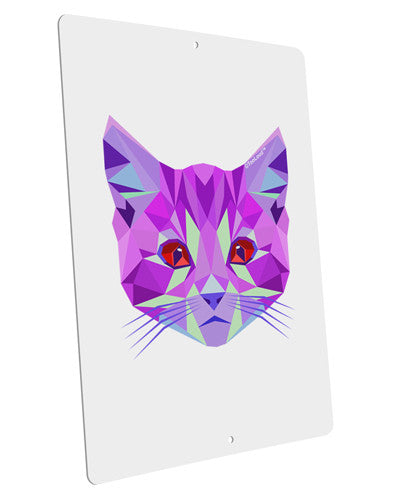 Geometric Kitty Purple Large Aluminum Sign 12 x 18&#x22; - Portrait-Aluminum Sign-TooLoud-12x18"-Davson Sales