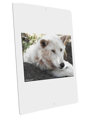 Laying White Wolf Large Aluminum Sign 12 x 18&#x22; - Portrait-Aluminum Sign-TooLoud-12x18"-Davson Sales