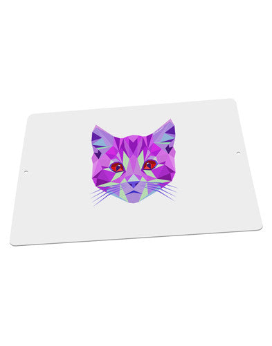 Geometric Kitty Purple Large Aluminum Sign 12 x 18&#x22; - Landscape-Aluminum Sign-TooLoud-18x12"-Davson Sales