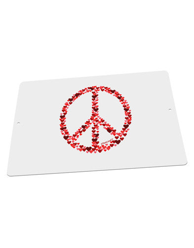 Peace Sign Hearts Red Large Aluminum Sign 12 x 18&#x22; - Landscape-Aluminum Sign-TooLoud-18x12"-Davson Sales