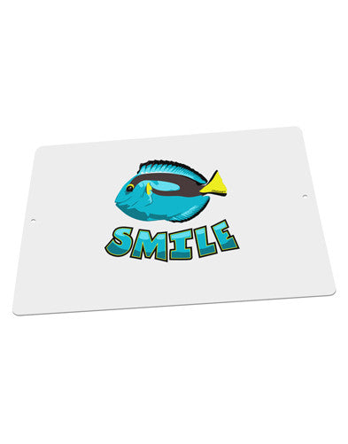 Blue Tang Fish - Smile Large Aluminum Sign 12 x 18&#x22; - Landscape-Aluminum Sign-TooLoud-18x12"-Davson Sales