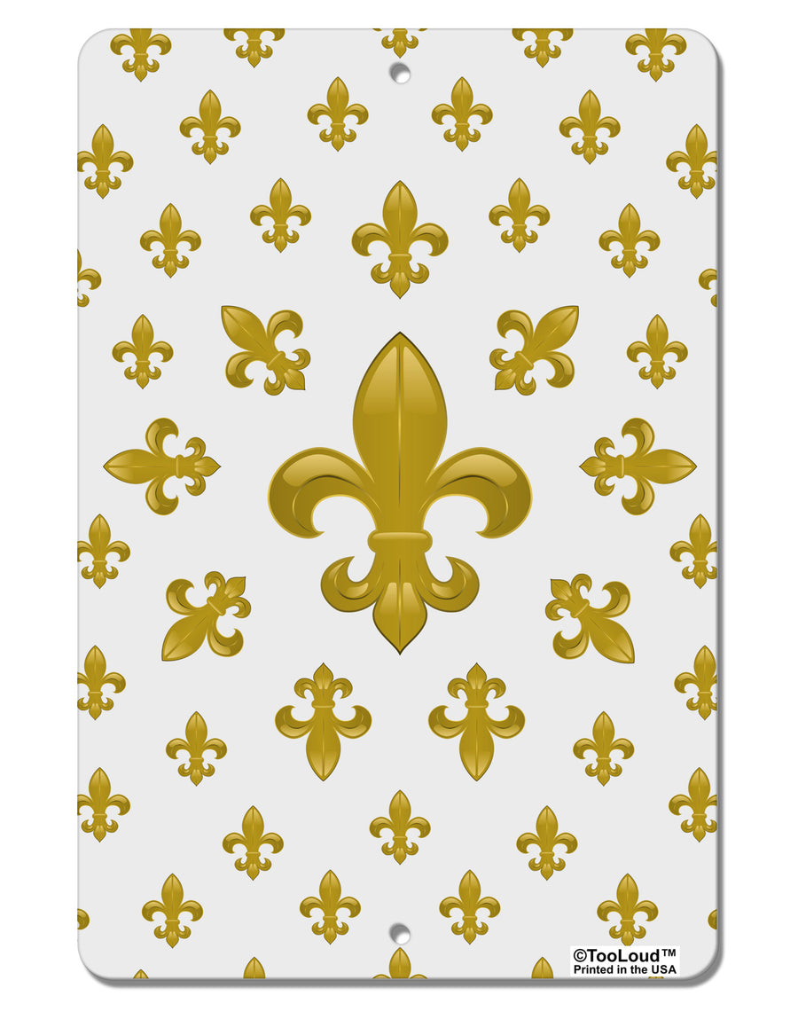 Gold Fleur De Lis AOP Aluminum 8 x 12&#x22; Aluminum Sign All Over Print by TooLoud-Aluminum Sign-TooLoud-White-Davson Sales