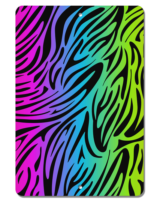 Rainbow Zebra Print Aluminum 8 x 12&#x22; Aluminum Sign All Over Print-Aluminum Sign-TooLoud-White-Davson Sales