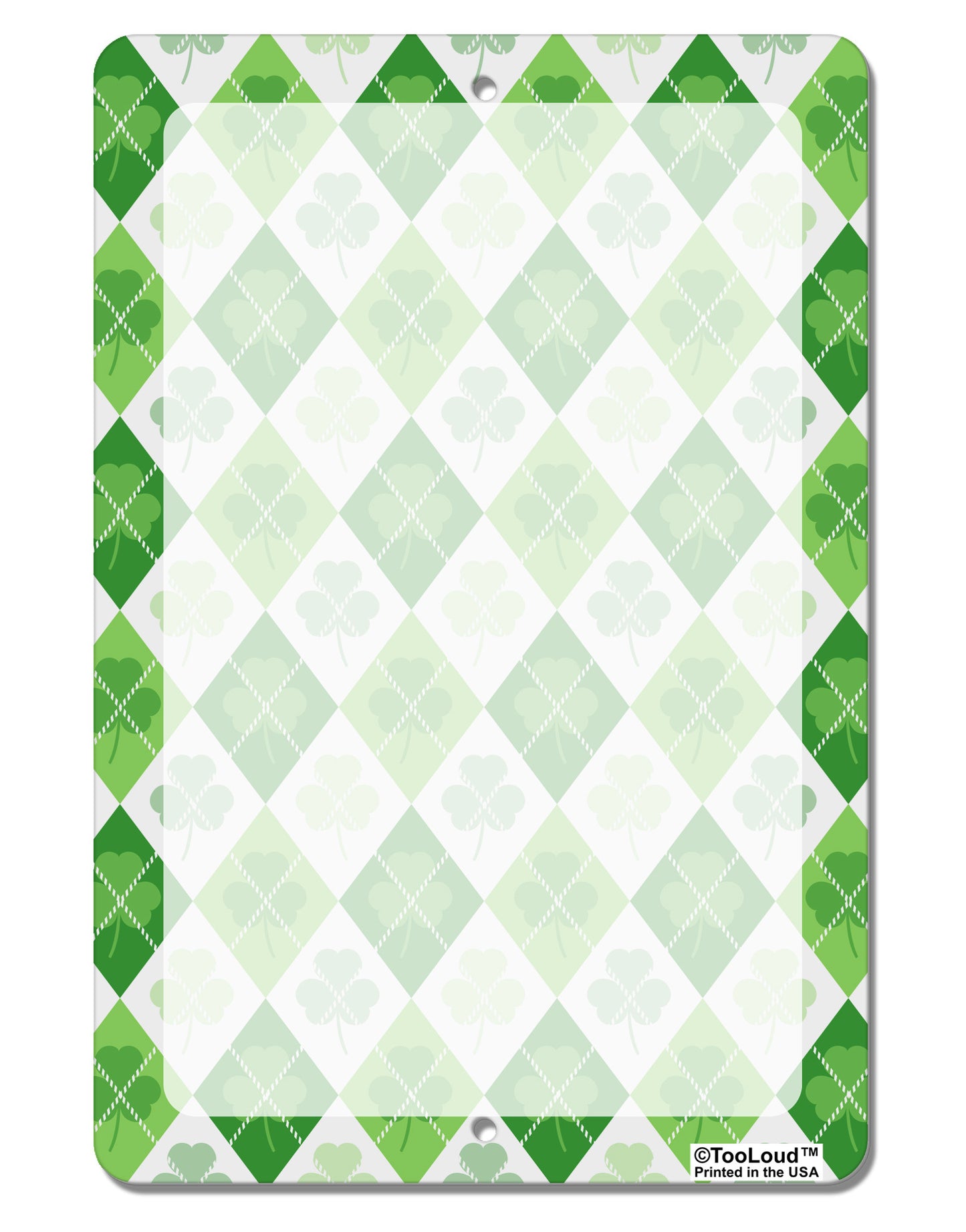 St Patrick's Day Green Shamrock Argyle Aluminum 8 x 12&#x22; Dry Erase Board Sign All Over Print-Dry Erase Board-TooLoud-White-Davson Sales