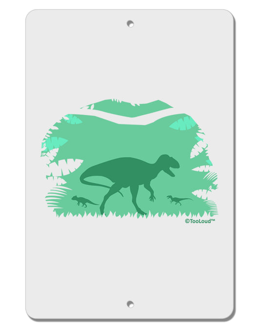 Dinosaur Silhouettes - Jungle Aluminum 8 x 12&#x22; Sign by TooLoud-TooLoud-White-Davson Sales