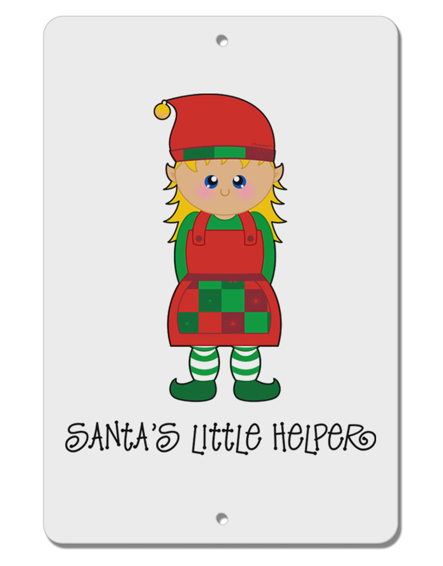 Santa's Little Helper Christmas Elf Girl Aluminum 8 x 12&#x22; Sign-TooLoud-White-Davson Sales