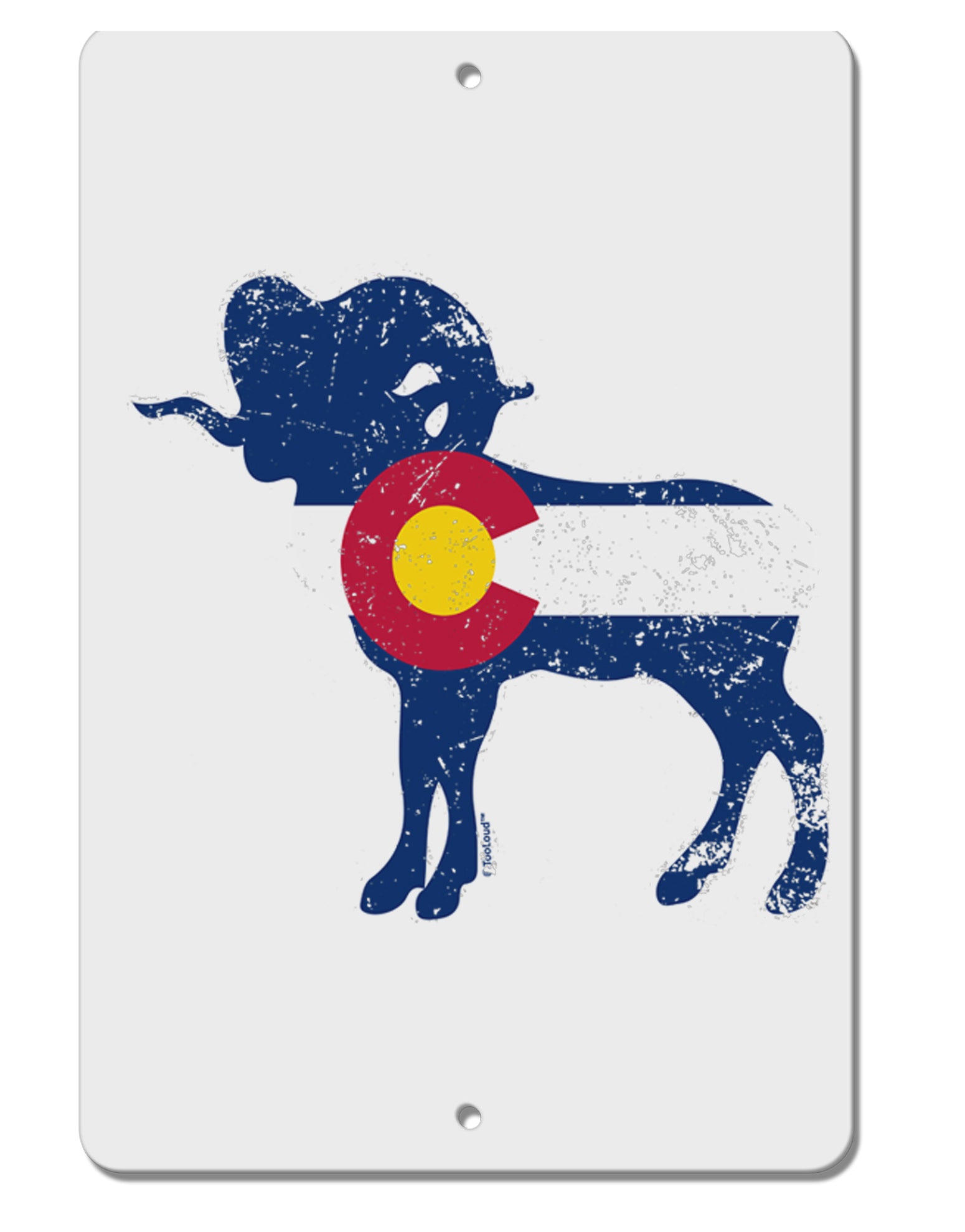 TooLoud Grunge Rocky Mountain Bighorn Sheep Flag Aluminum 8 x 12 Inch Sign-Aluminum Sign-TooLoud-Davson Sales