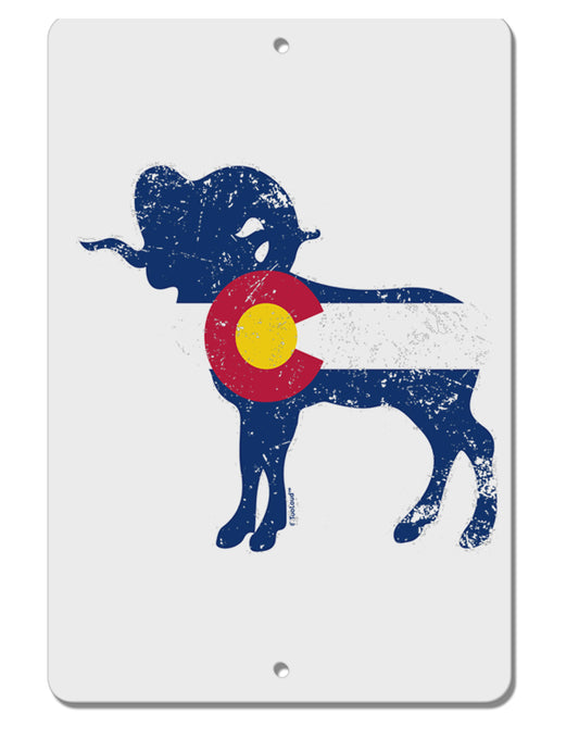TooLoud Grunge Rocky Mountain Bighorn Sheep Flag Aluminum 8 x 12 Inch Sign-Aluminum Sign-TooLoud-Davson Sales