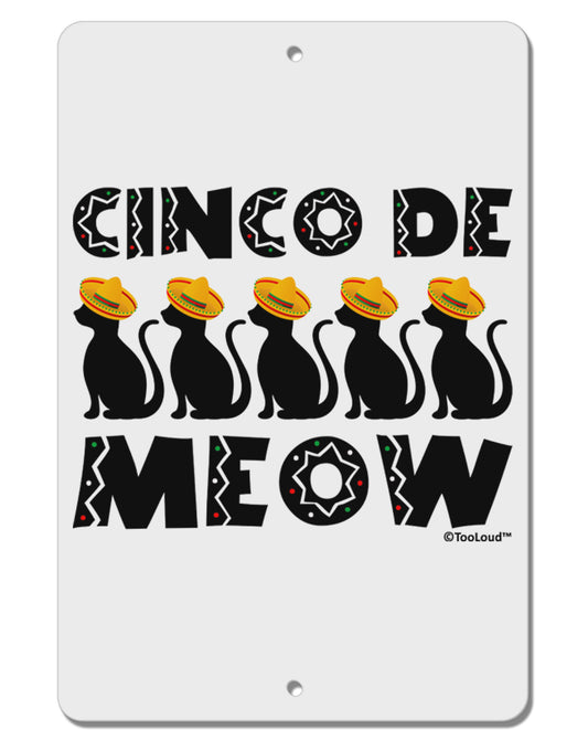 Five Cats - Cinco de Meow Aluminum 8 x 12&#x22; Sign by TooLoud-TooLoud-White-Davson Sales