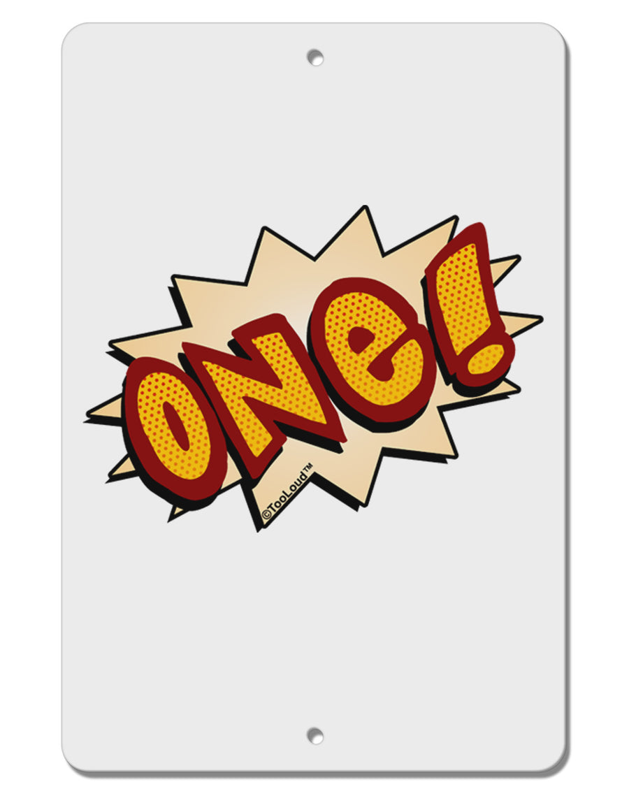 Onomatopoeia One Birthday Aluminum 8 x 12&#x22; Sign-TooLoud-White-Davson Sales