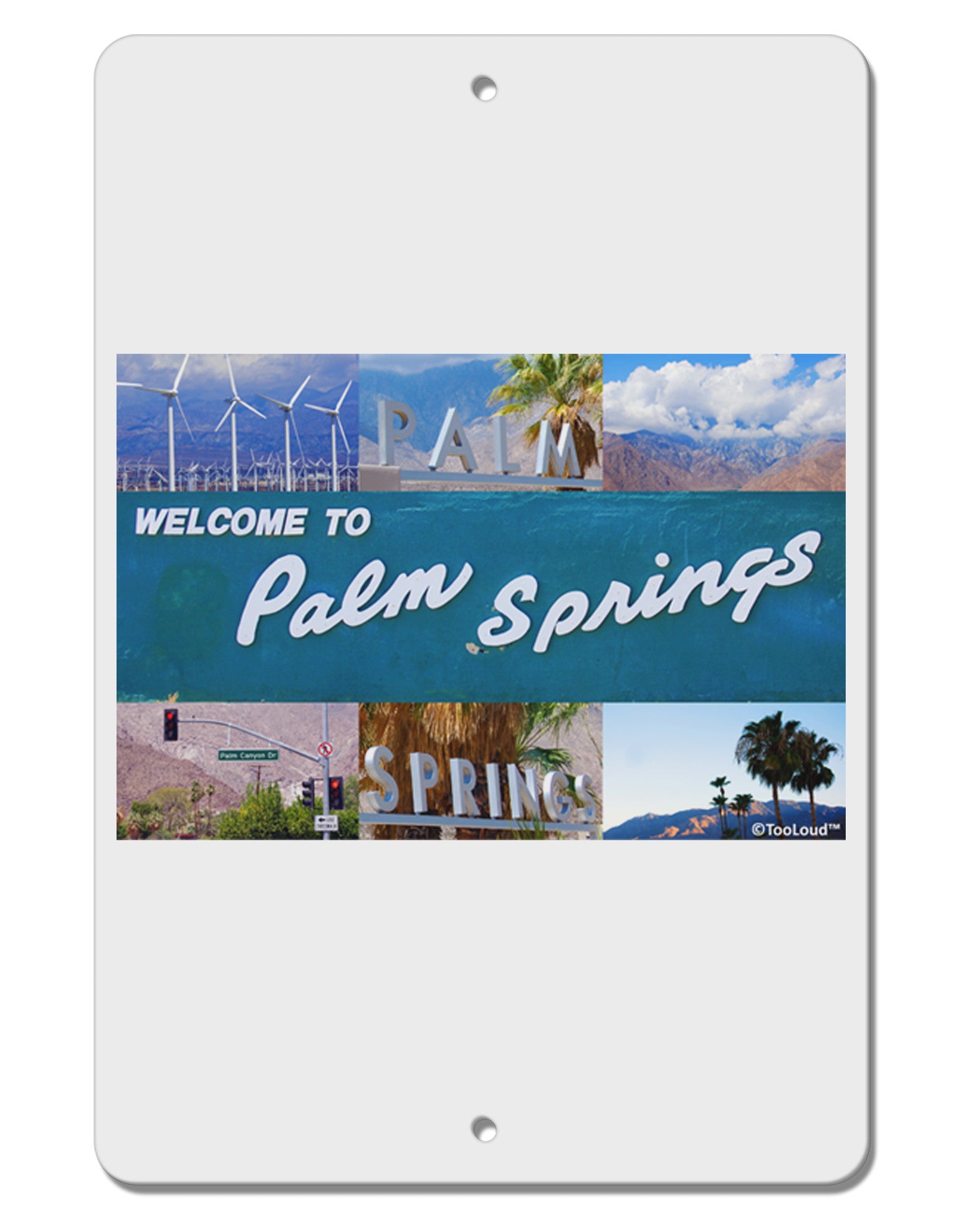 Welcome to Palm Springs Collage Aluminum 8 x 12&#x22; Sign-TooLoud-White-Davson Sales
