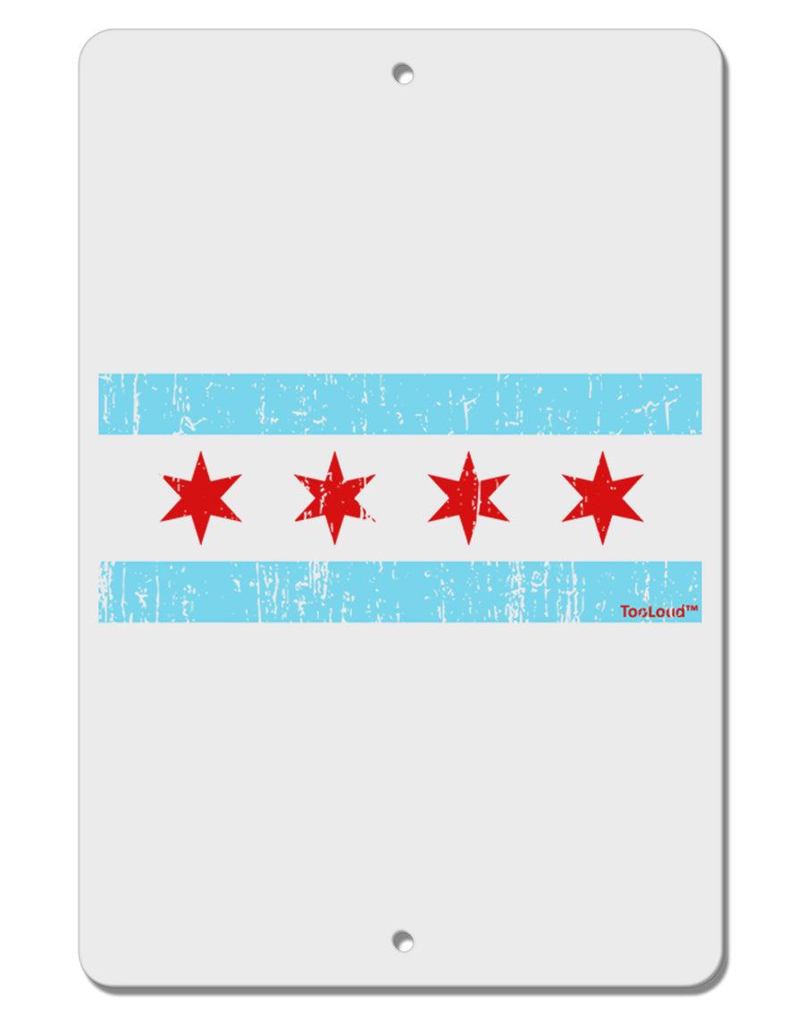 Distressed Chicago Flag Design Aluminum 8 x 12&#x22; Sign by TooLoud-TooLoud-White-Davson Sales