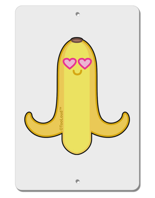 Infatuated Banana - Heart Eyes Aluminum 8 x 12&#x22; Sign by TooLoud-TooLoud-White-Davson Sales