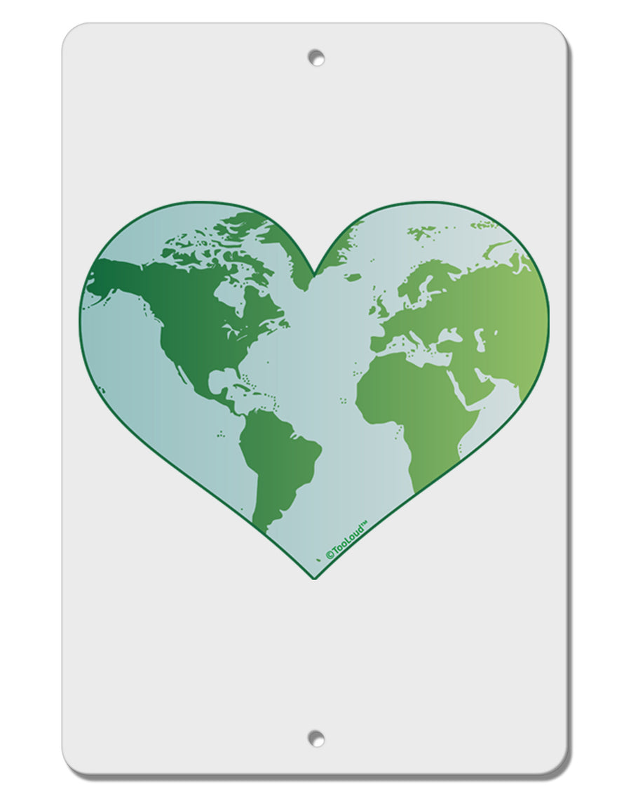 World Globe Heart Aluminum 8 x 12&#x22; Sign-TooLoud-White-Davson Sales