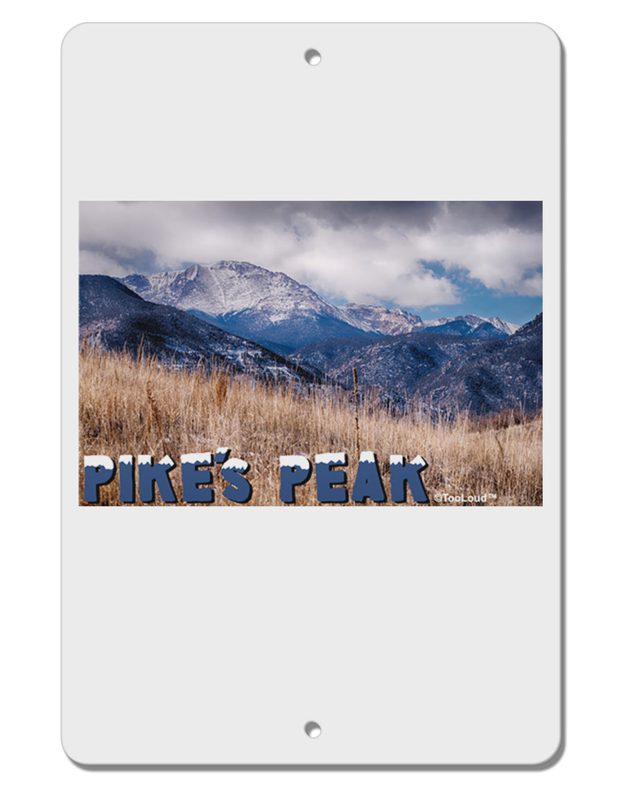 Pikes Peak CO Mountains Text Aluminum 8 x 12&#x22; Sign by TooLoud-TooLoud-White-Davson Sales