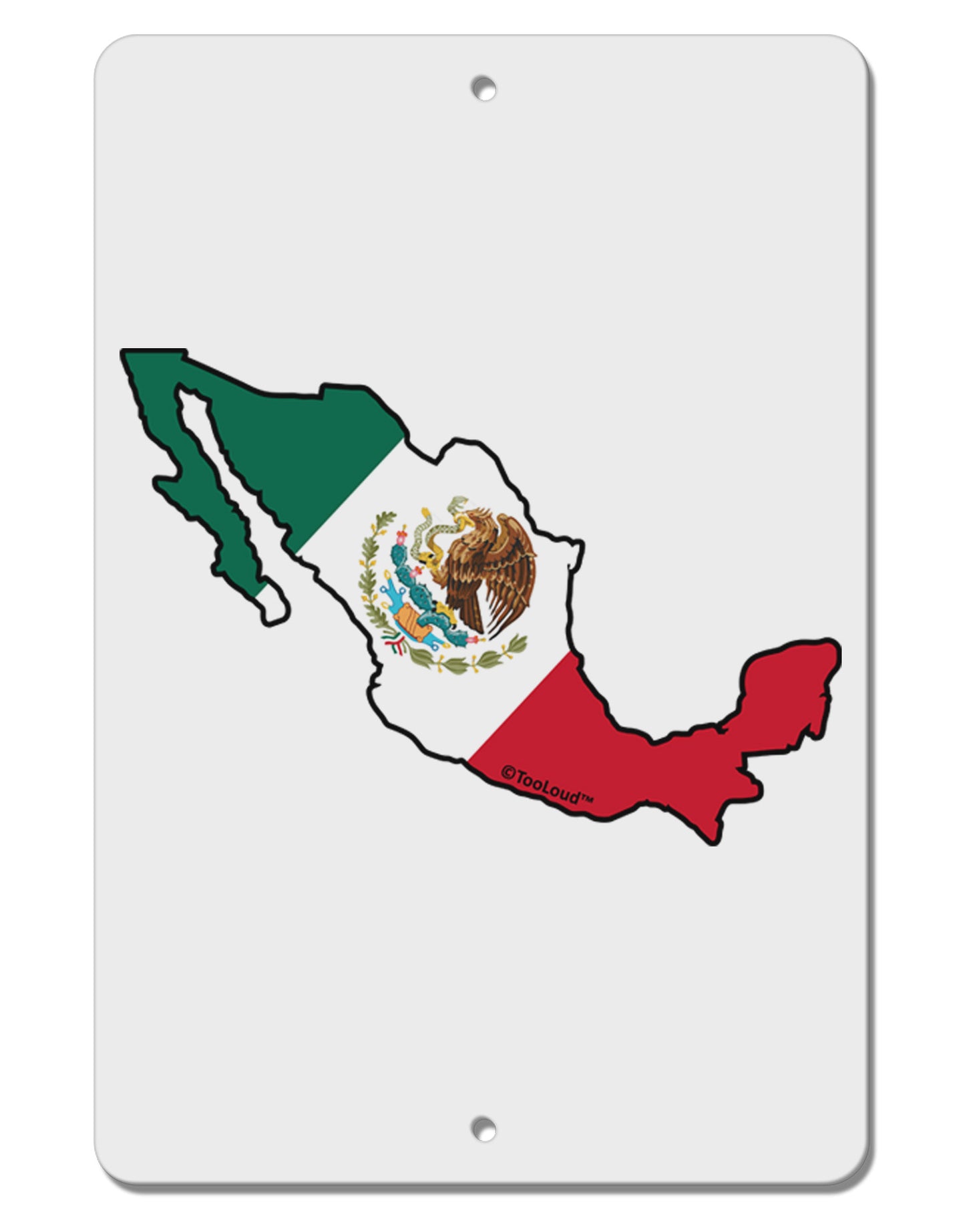 Mexico Outline - Mexican Flag Aluminum 8 x 12&#x22; Sign by TooLoud-TooLoud-White-Davson Sales