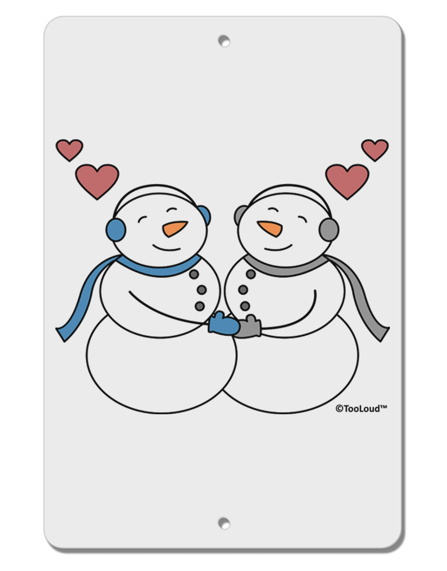 Cute Snowman Couple Aluminum 8 x 12&#x22; Sign by TooLoud-TooLoud-White-Davson Sales