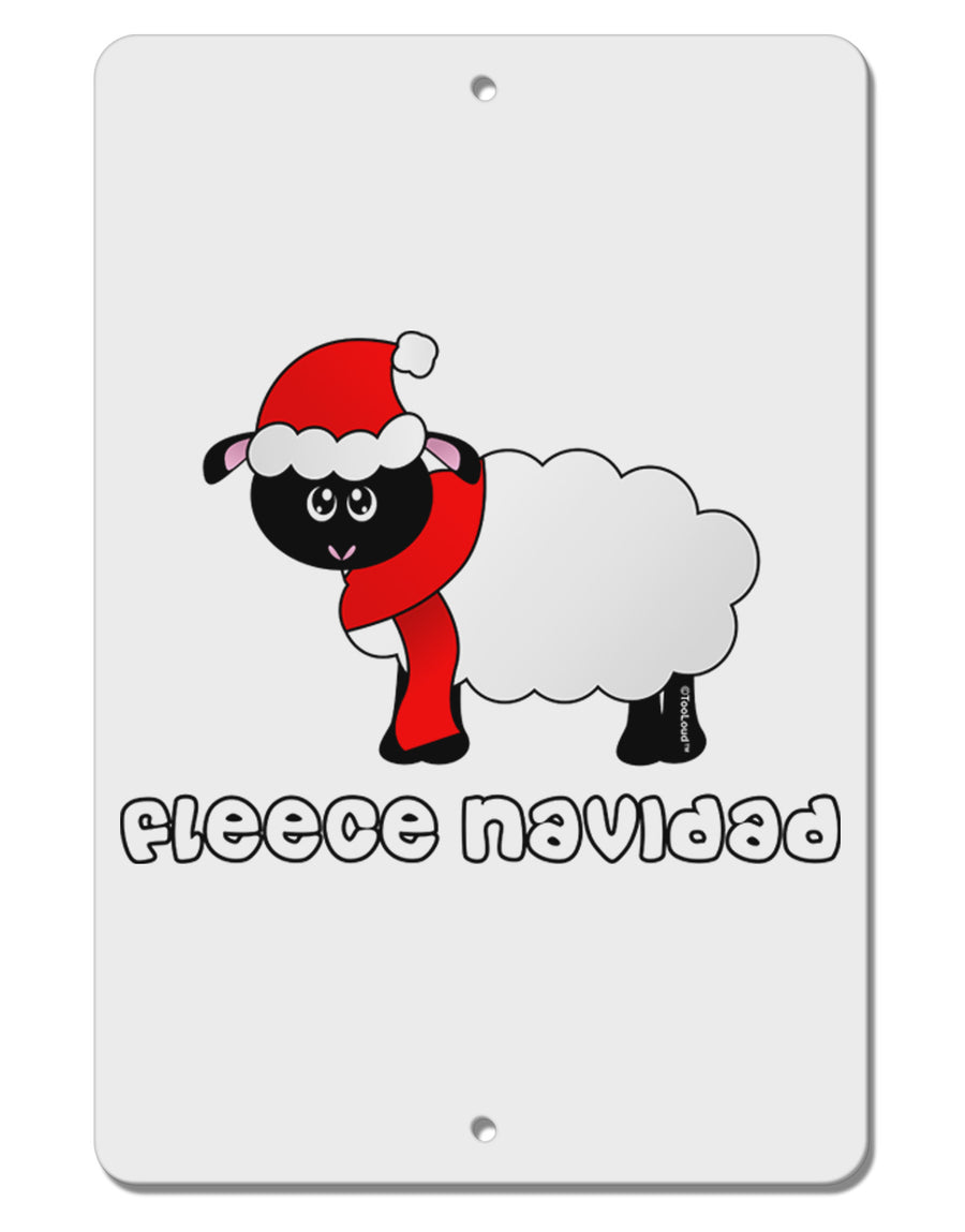 Fleece Navidad Christmas Sheep Aluminum 8 x 12&#x22; Sign-TooLoud-White-Davson Sales