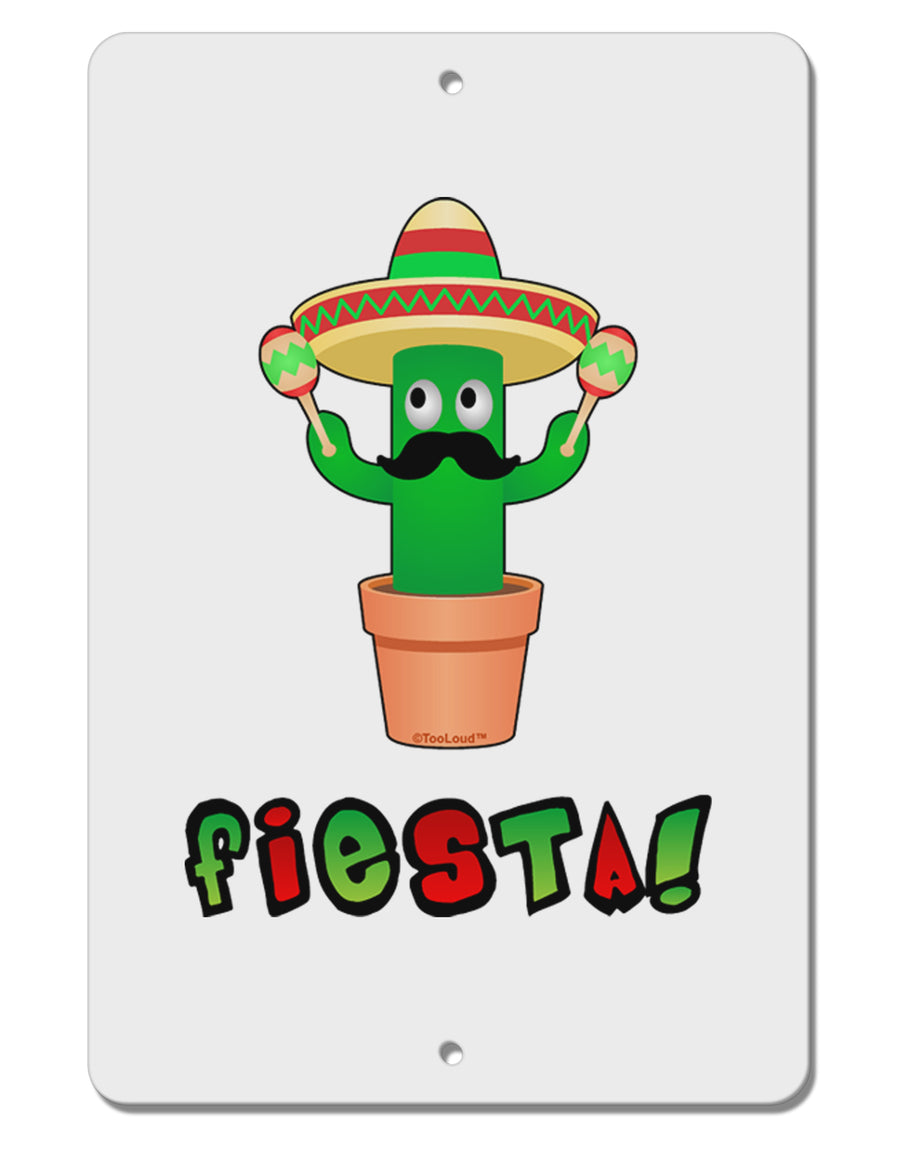 Fiesta Cactus Text Aluminum 8 x 12&#x22; Sign by TooLoud-TooLoud-White-Davson Sales