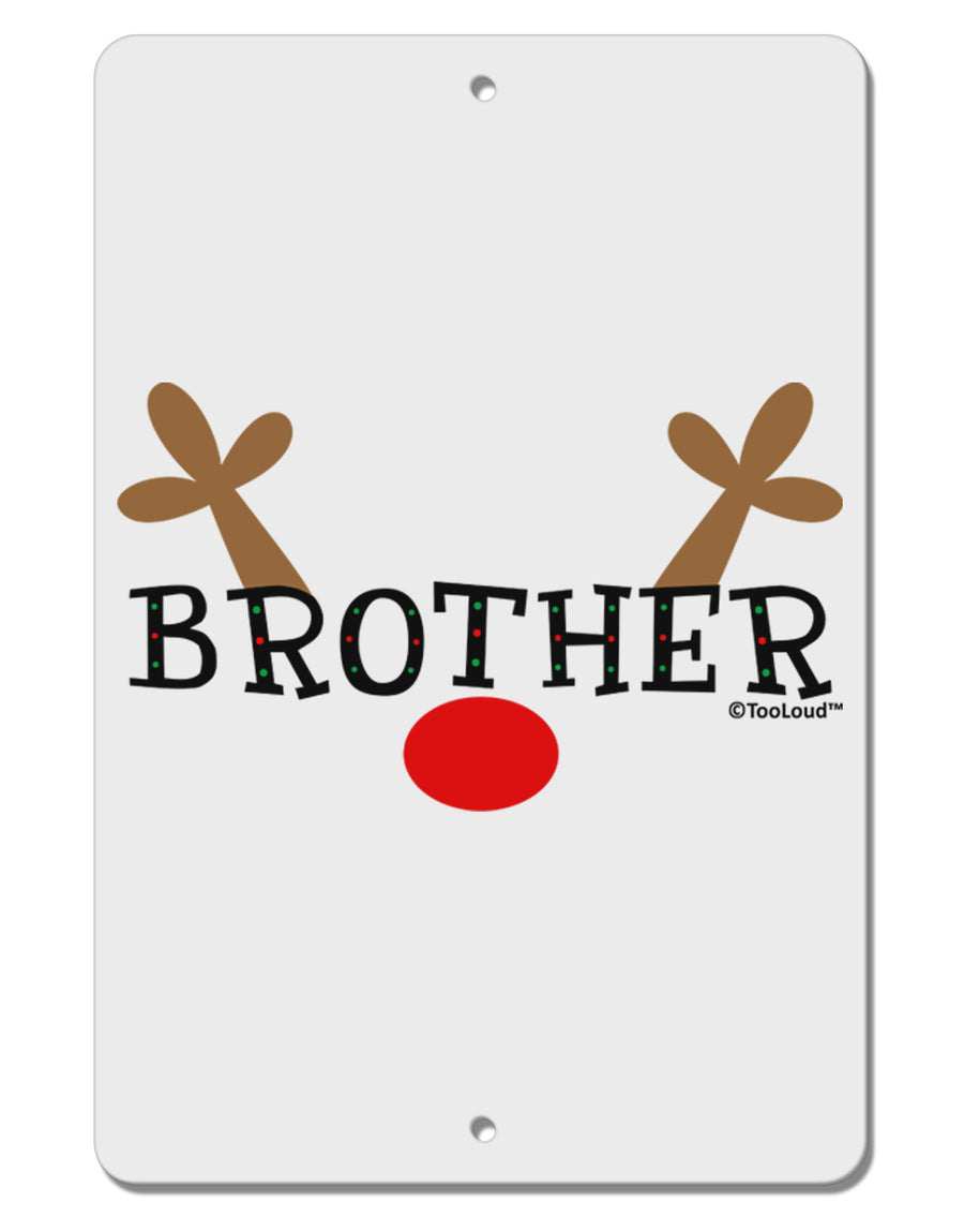 Matching Family Christmas Design - Reindeer - Brother Aluminum 8 x 12&#x22; Sign by TooLoud-TooLoud-White-Davson Sales