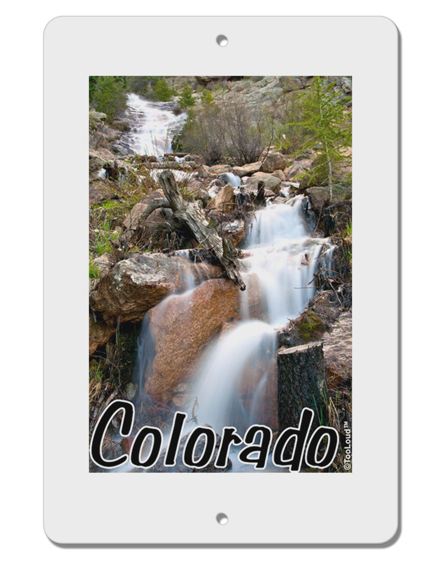 Colorado Waterfall Scene Text Aluminum 8 x 12&#x22; Sign-TooLoud-White-Davson Sales