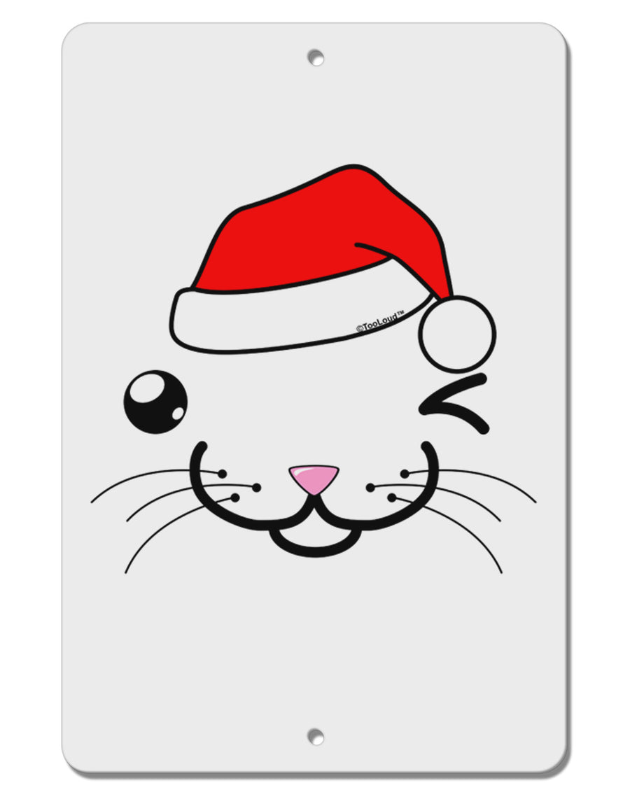 Kyu-T Face Kattio Santa Hat Boy Cat Aluminum 8 x 12&#x22; Sign-TooLoud-White-Davson Sales