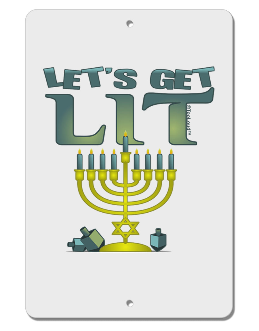 Let's Get Lit Menorah Aluminum 8 x 12&#x22; Sign-TooLoud-White-Davson Sales