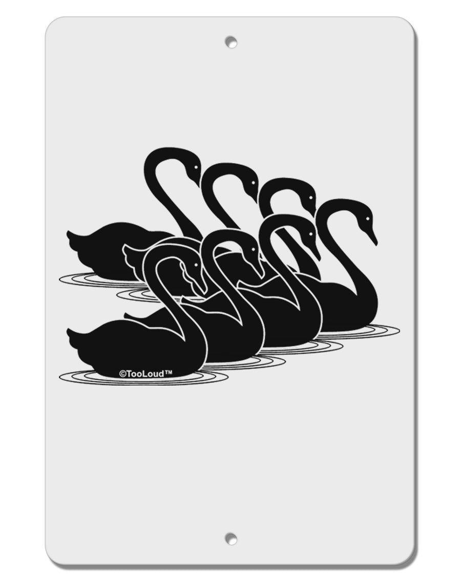 Seven Swans A Swimming Aluminum 8 x 12&#x22; Sign-TooLoud-White-Davson Sales