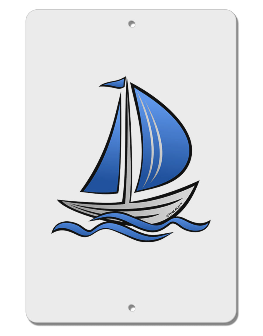 Blue Sailboat Aluminum 8 x 12&#x22; Sign-TooLoud-White-Davson Sales