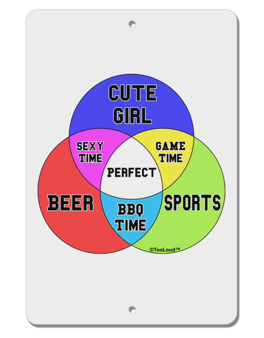 Beer Girl and Sports Diagram Aluminum 8 x 12&#x22; Sign-TooLoud-White-Davson Sales