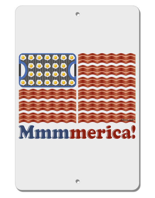 American Breakfast Flag - Bacon and Eggs - Mmmmerica Aluminum 8 x 12&#x22; Sign-TooLoud-White-Davson Sales