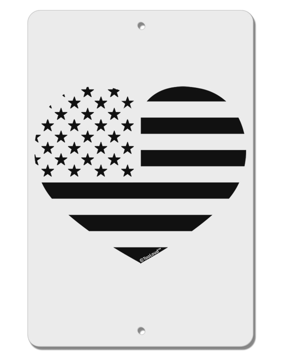 American Flag Heart Design - Stamp Style Aluminum 8 x 12&#x22; Sign by TooLoud-TooLoud-White-Davson Sales