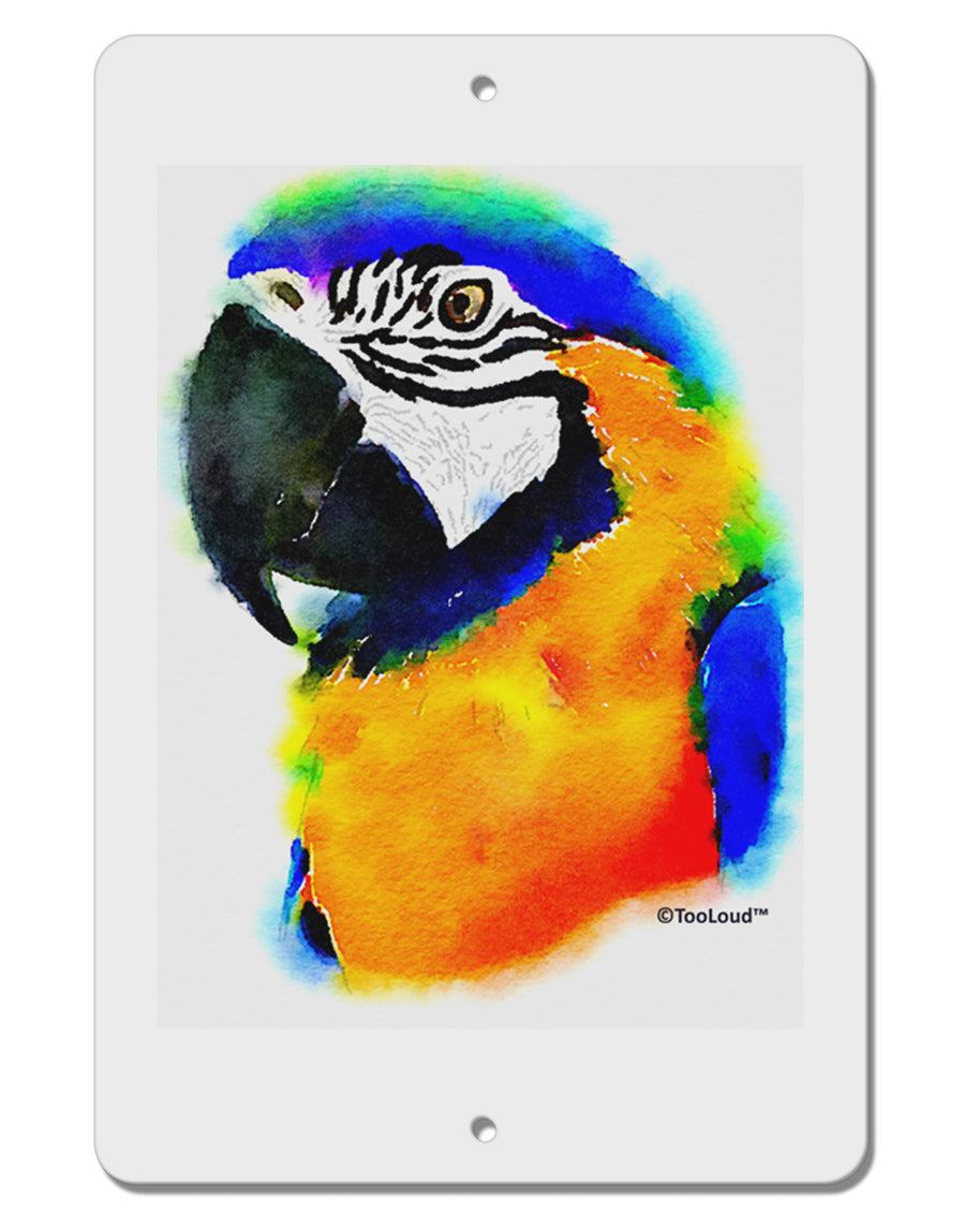 Brightly Colored Parrot Watercolor Aluminum 8 x 12&#x22; Sign-TooLoud-White-Davson Sales