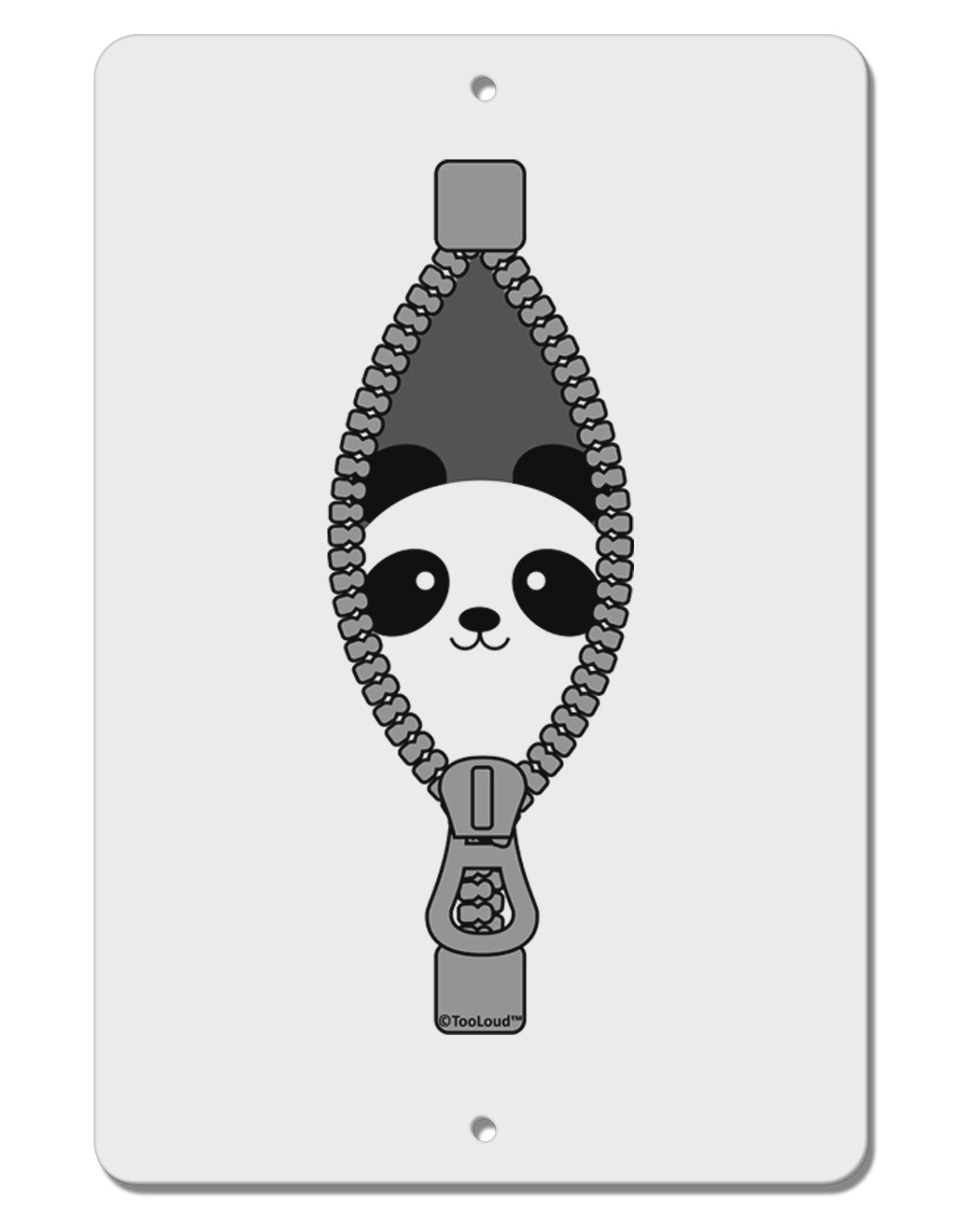 Funny Panda Peeking Out of Zipper Aluminum 8 x 12&#x22; Sign by TooLoud-TooLoud-White-Davson Sales