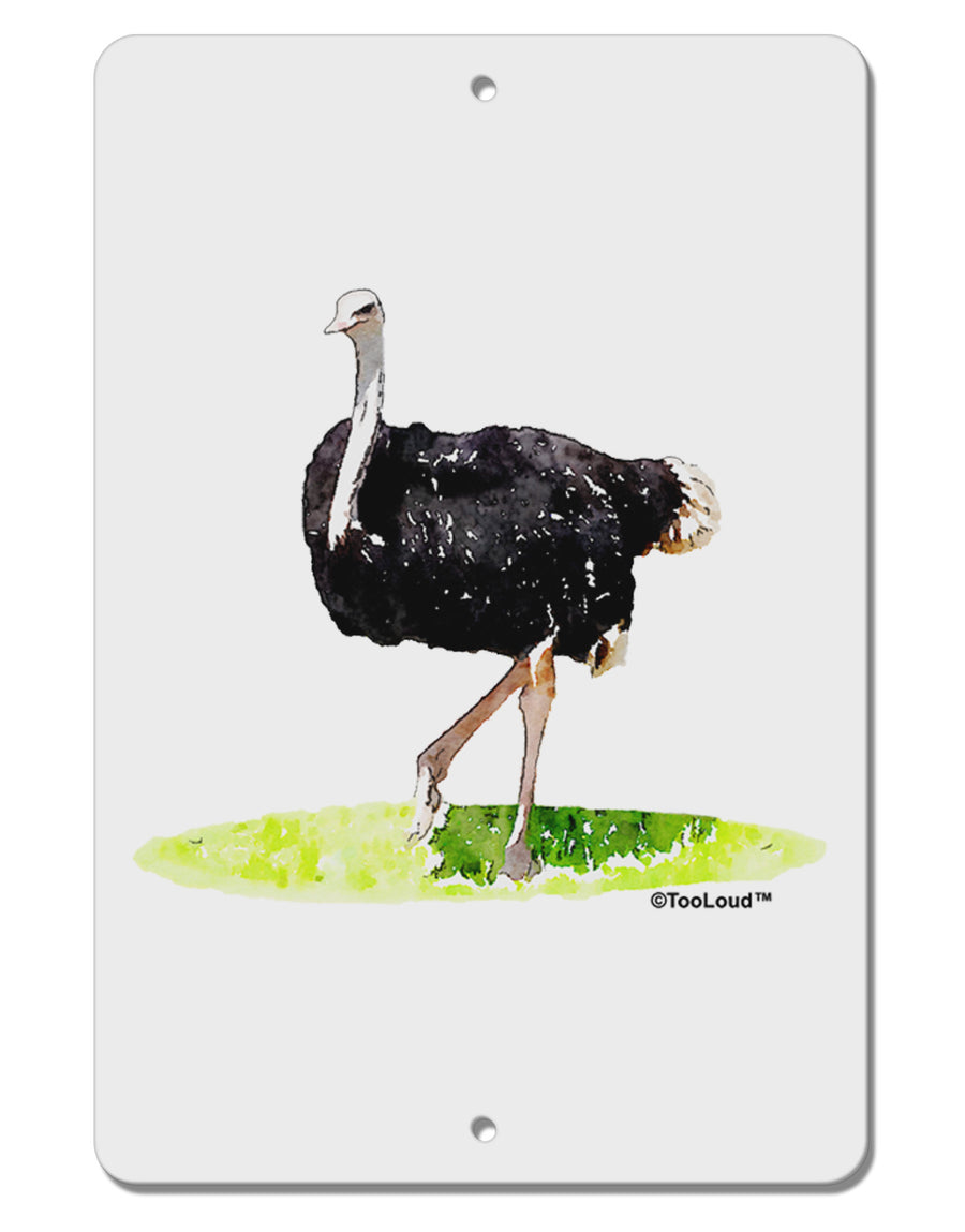 Ostrich Watercolor Aluminum 8 x 12&#x22; Sign-TooLoud-White-Davson Sales