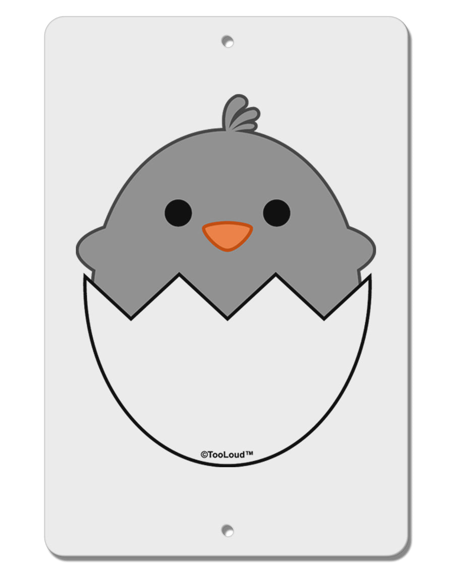 Cute Hatching Chick - Gray Aluminum 8 x 12&#x22; Sign by TooLoud-TooLoud-White-Davson Sales