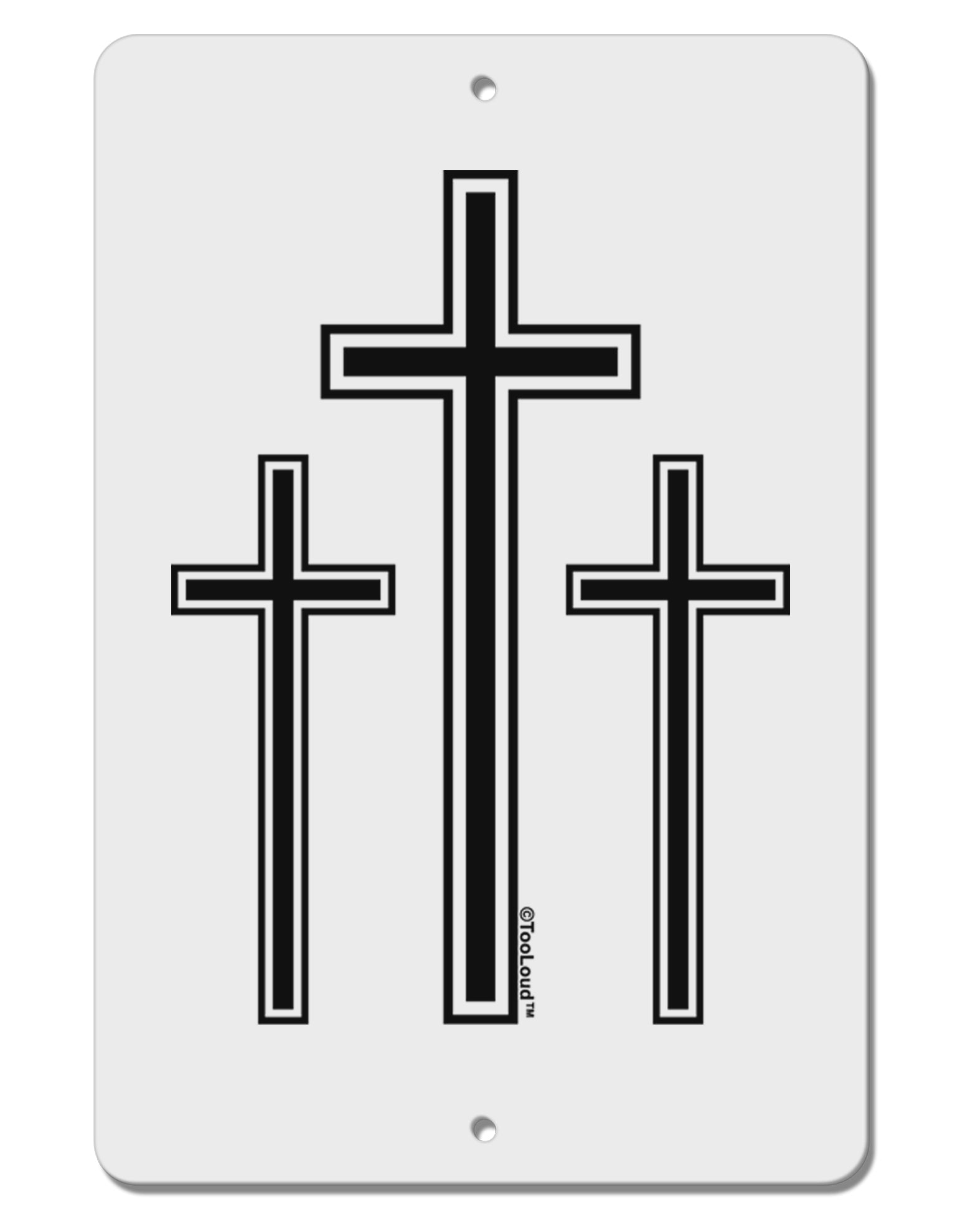Three Cross Design - Easter Aluminum 8 x 12&#x22; Sign by TooLoud-TooLoud-White-Davson Sales