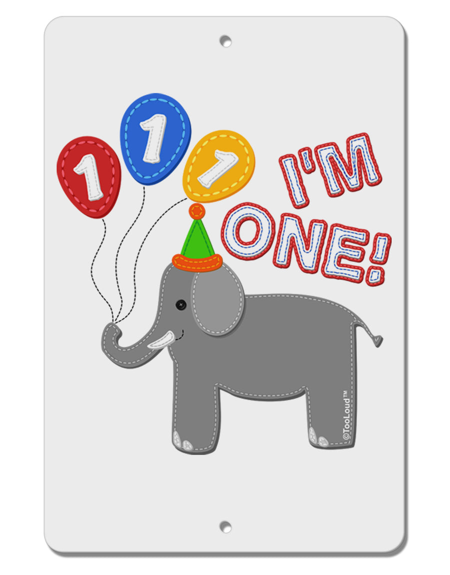 I'm One Cute 1st Birthday Elephant Aluminum 8 x 12&#x22; Sign-TooLoud-White-Davson Sales