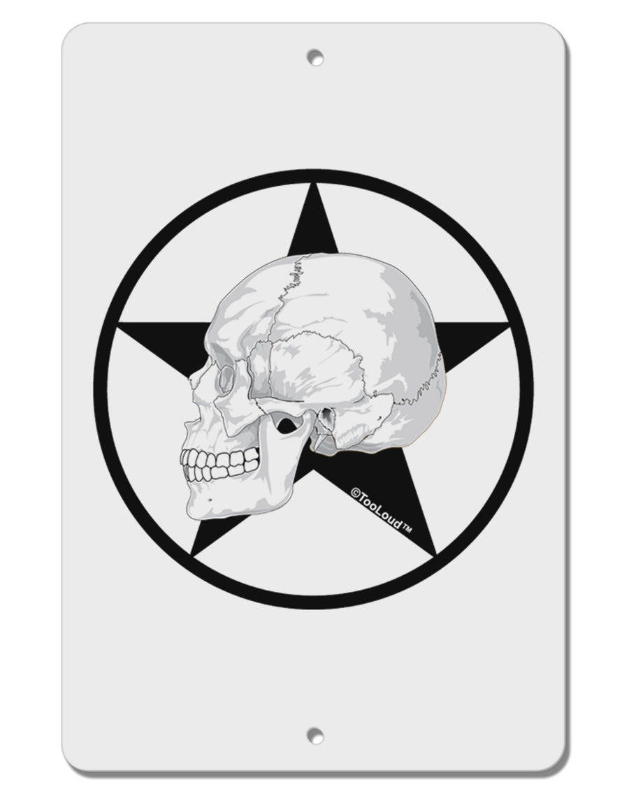 White Skull With Star Aluminum 8 x 12&#x22; Sign by TooLoud-TooLoud-White-Davson Sales