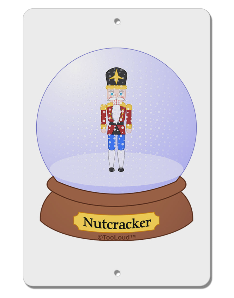 Nutcracker Snow Globe - Red Gold Black Aluminum 8 x 12&#x22; Sign by TooLoud-TooLoud-White-Davson Sales