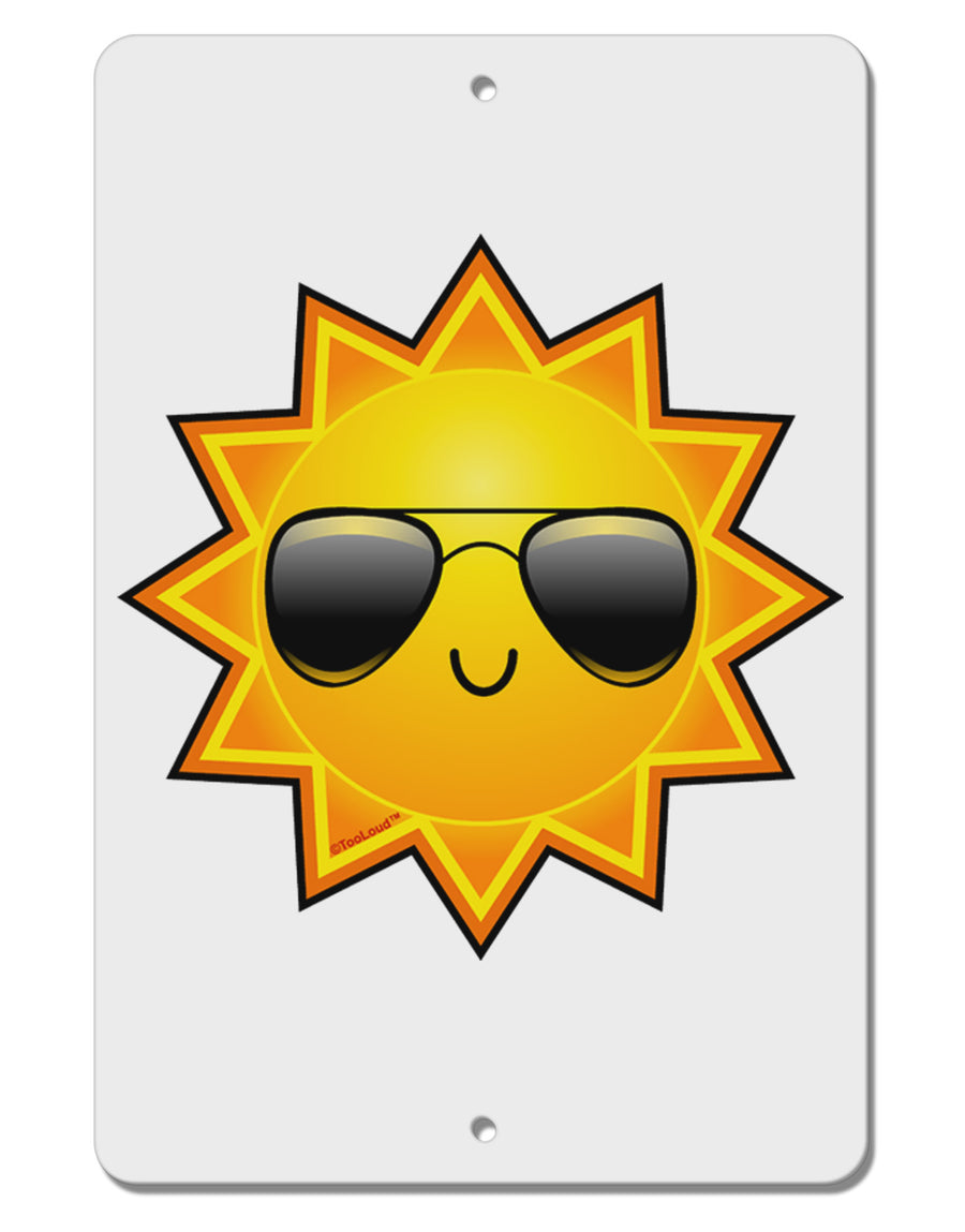 Sun With Sunglasses Aluminum 8 x 12&#x22; Sign by TooLoud-TooLoud-White-Davson Sales