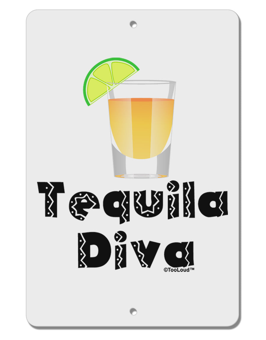 Tequila Diva - Cinco de Mayo Design Aluminum 8 x 12&#x22; Sign by TooLoud-TooLoud-White-Davson Sales