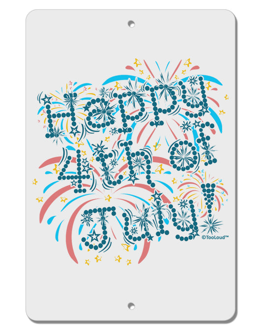 Happy 4th of July - Fireworks Design Aluminum 8 x 12&#x22; Sign-TooLoud-White-Davson Sales