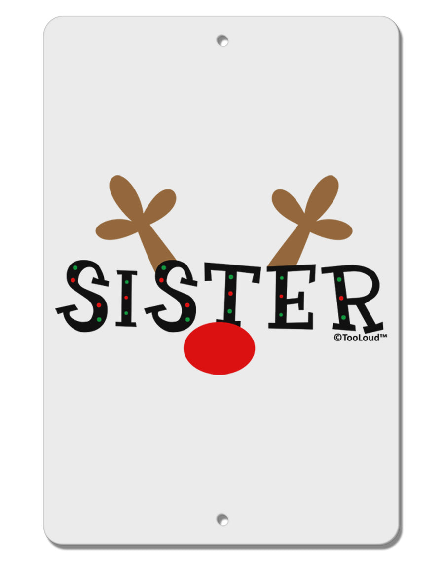 Matching Family Christmas Design - Reindeer - Sister Aluminum 8 x 12&#x22; Sign by TooLoud-TooLoud-White-Davson Sales